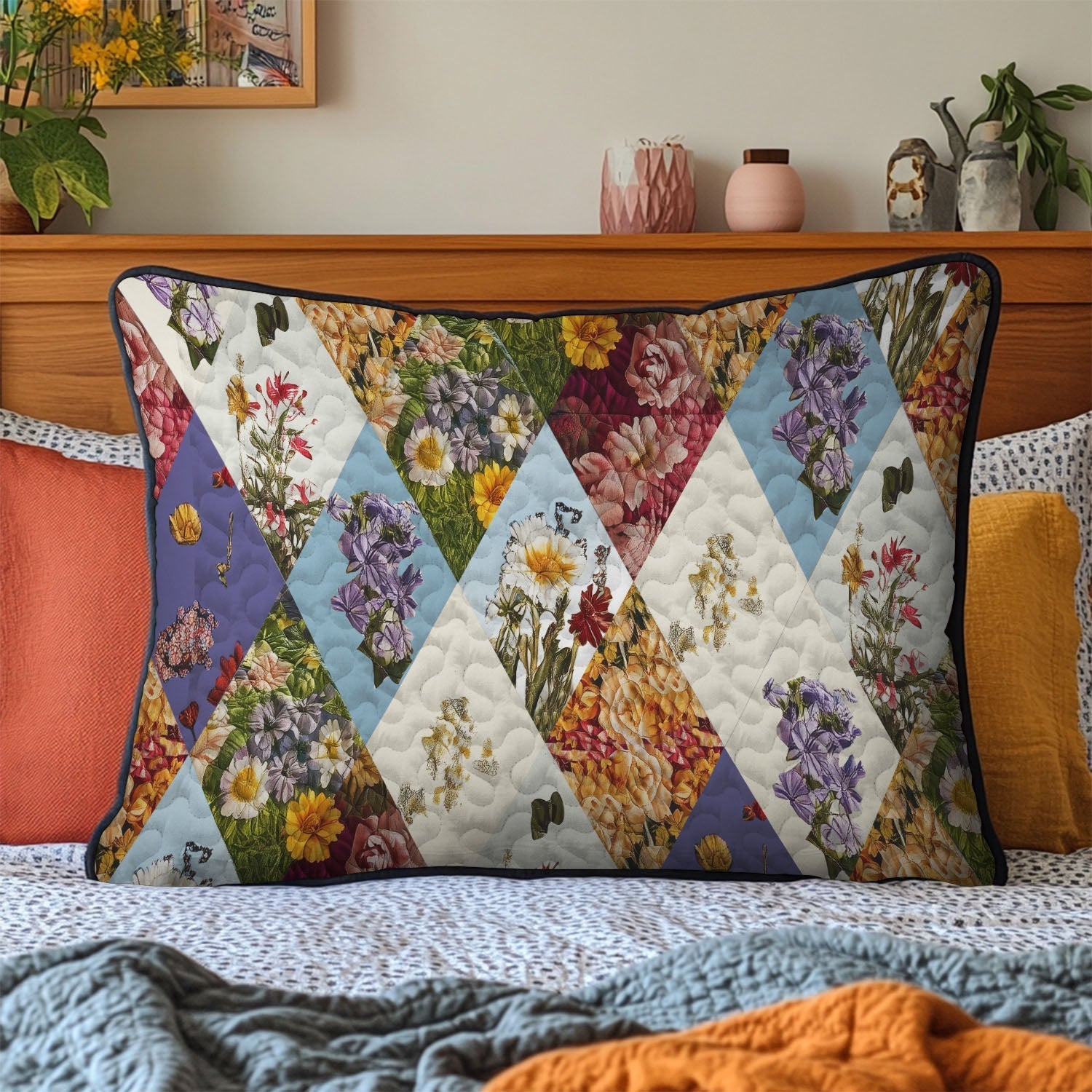 Vintage Bloom Quilted Bedding Pillow Case NCU0PT5212