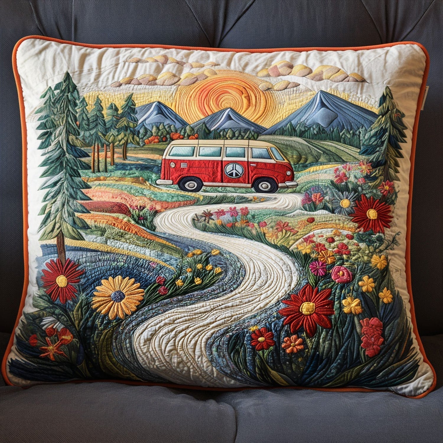 Vintage Wanderlust Quilted Bedding Pillow Case NCU0PT4827