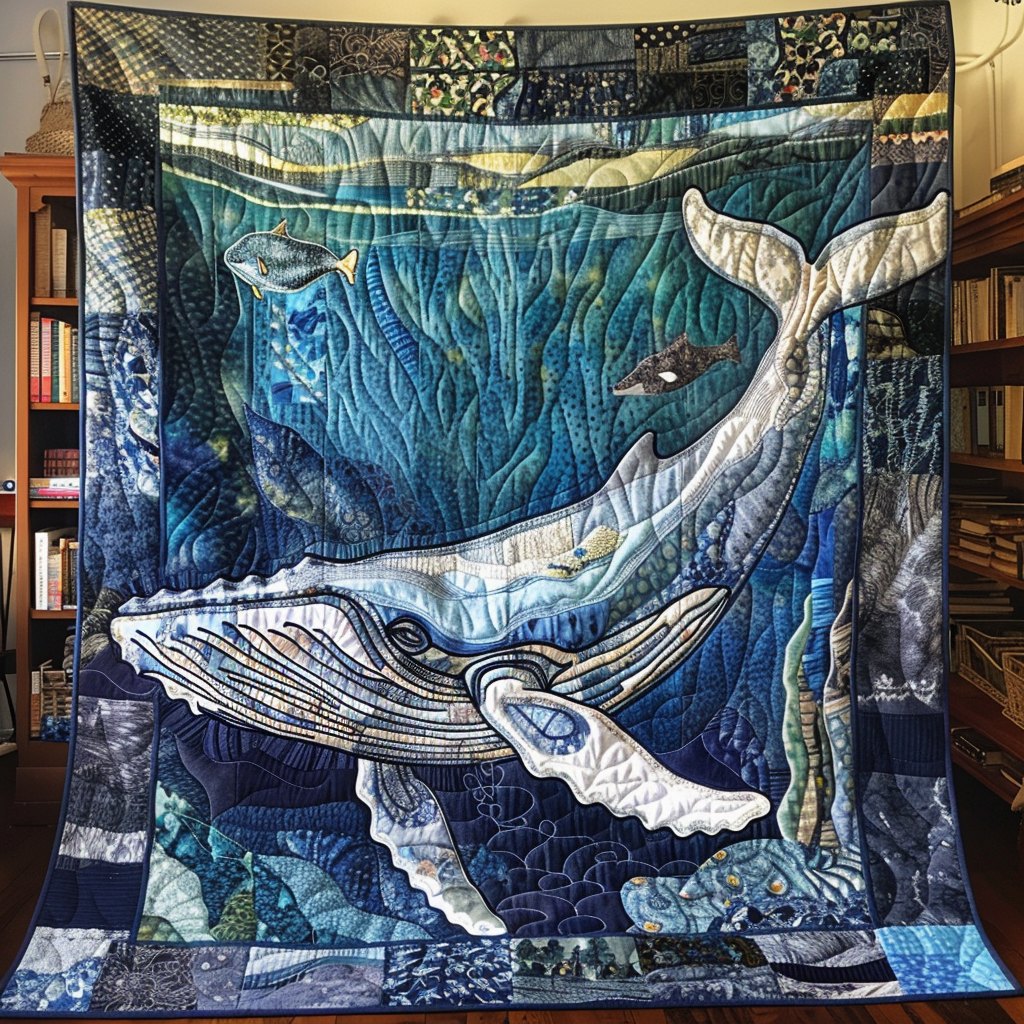 White Humpback Whale Quilted Blanket NCU0DV4269