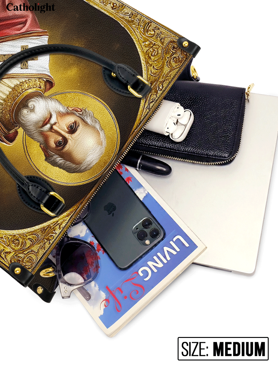 Catholight  Saint Nicholas The Patron of Generosity Leather Bag