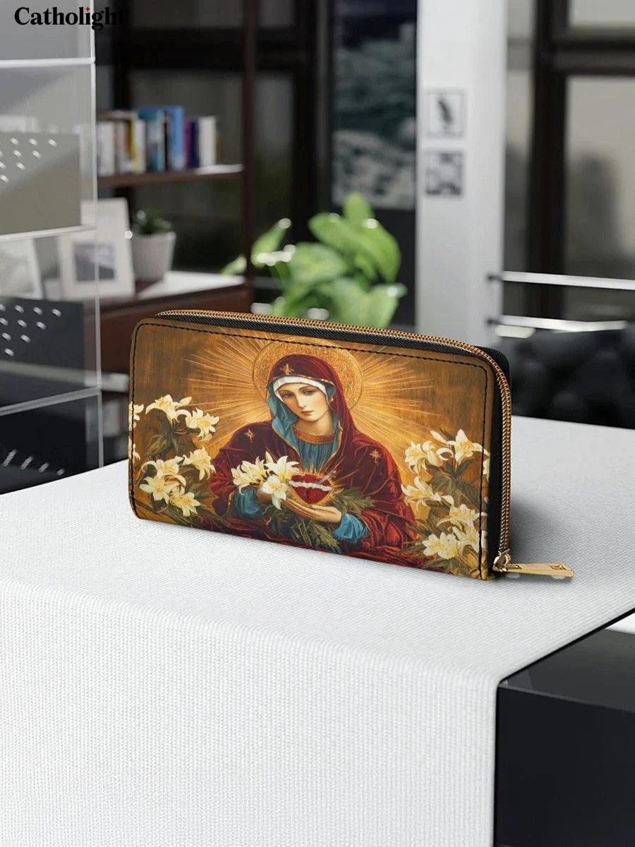 Catholight  The Lily Of Purity Leather Wallet Purse