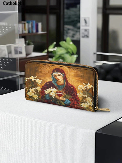 Catholight  The Lily Of Purity Leather Wallet Purse