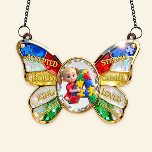 Autism Kids Suncatcher  - Custom Photo Gifts For Autism Awareness Suncatcher Ornament 01NALU160326