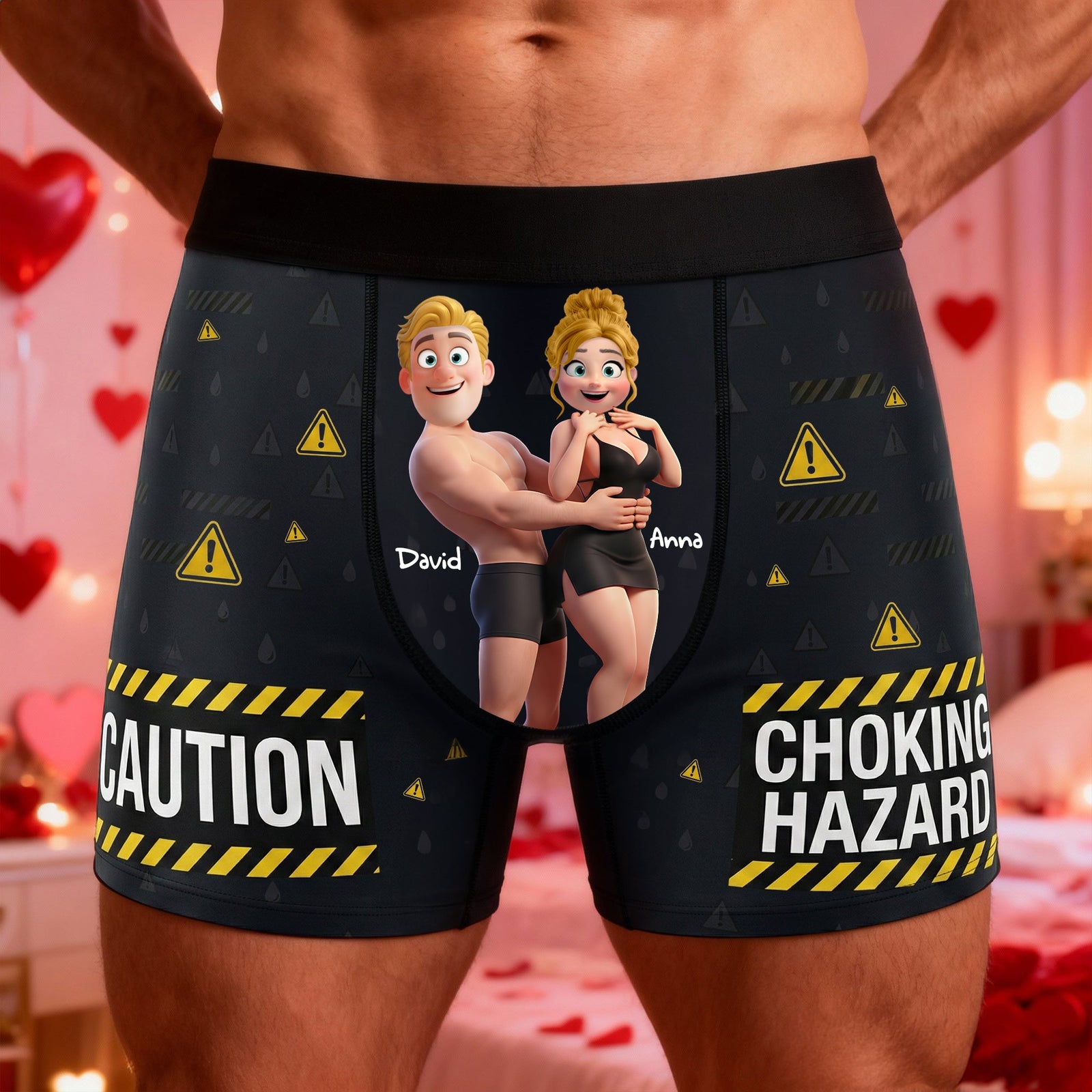 Couple Fun Caution Men Boxer - Personalized Gift For Him 04QHLU160126