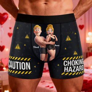Couple Fun Caution Men Boxer - Personalized Gift For Him 04QHLU160126