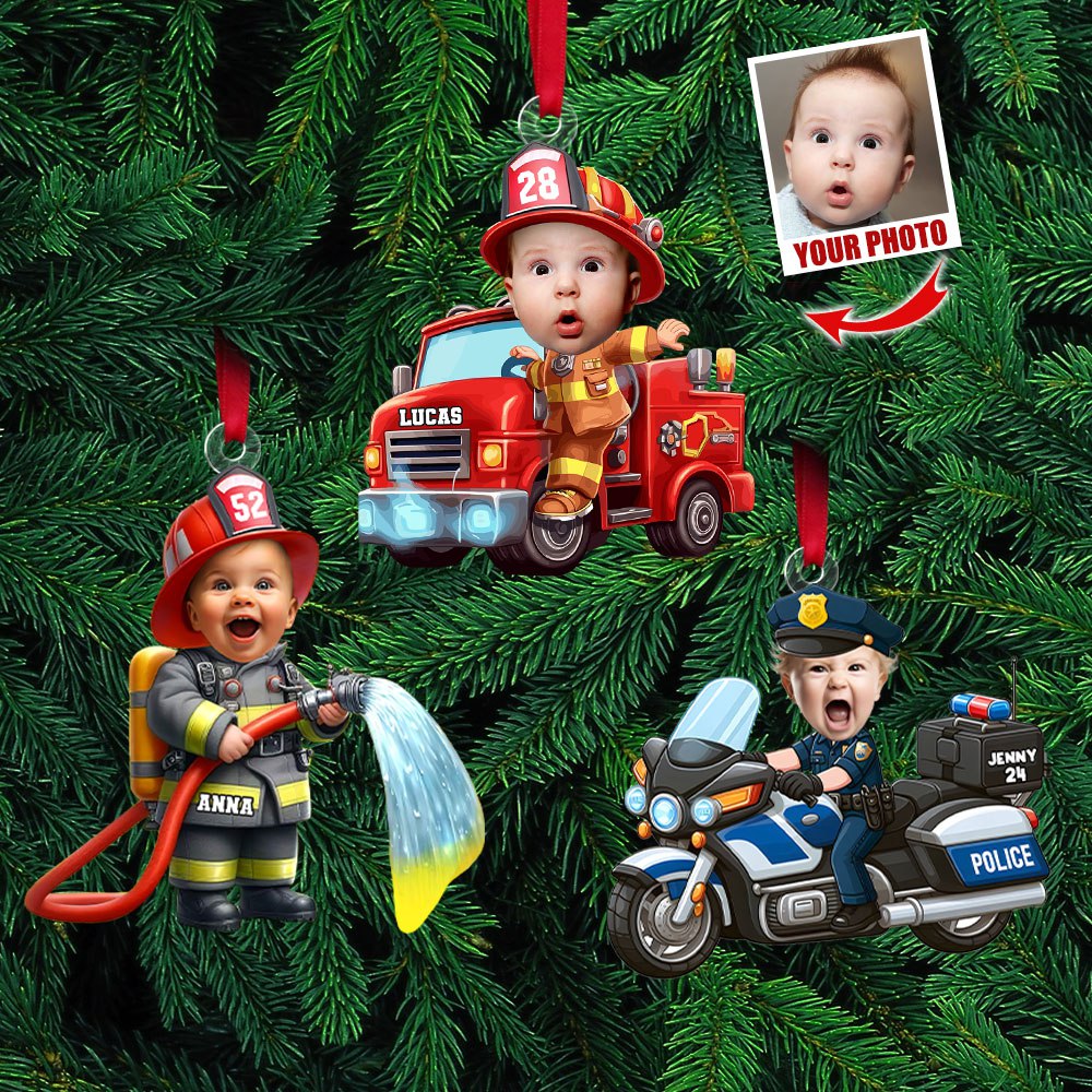 Custom Photo Gifts For Kid Firefighter Ornament 03ohti211124 - Ornament - GoDuckee