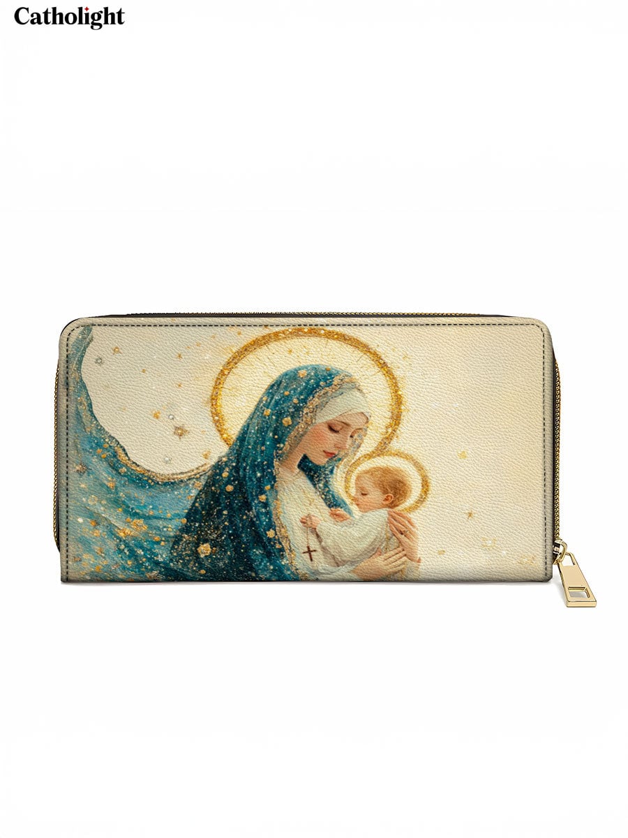 Catholight  Divine Mother’s Embrace Leather Wallet Purse