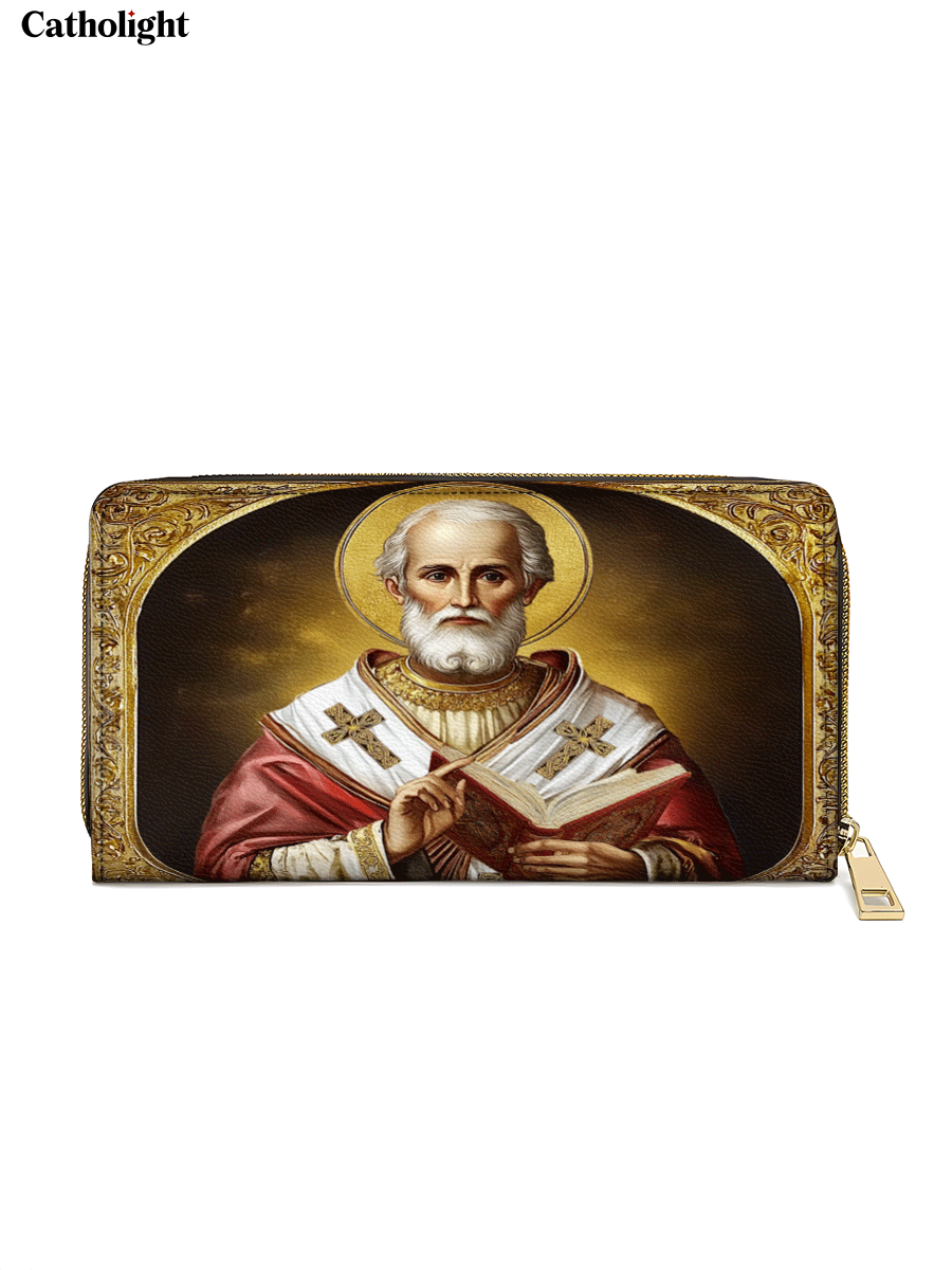 Catholight  Saint Nicholas: The Patron of Generosity - Leather Wallet Purse