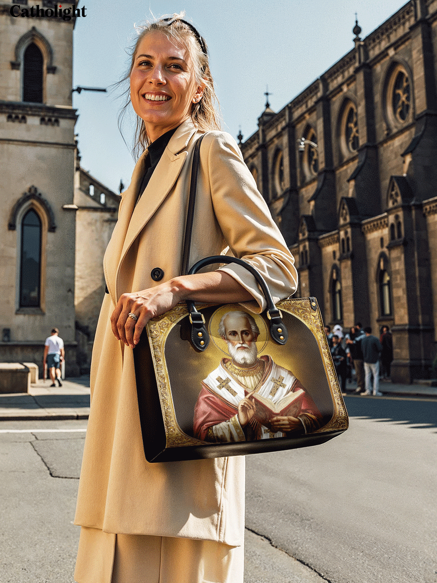 Catholight  Saint Nicholas The Patron of Generosity Leather Bag