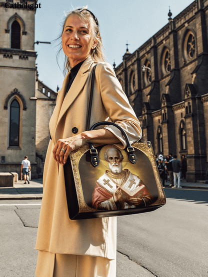 Catholight  Saint Nicholas The Patron of Generosity Leather Bag