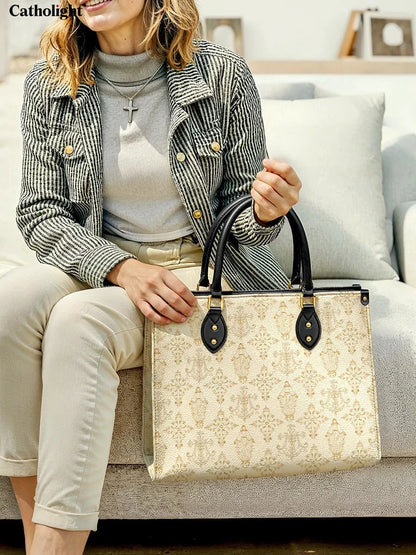 Catholight  The Ave Maria Pattern Leather Bag