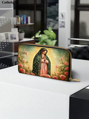 Catholight  Roses of Guadalupe Leather Wallet Purse