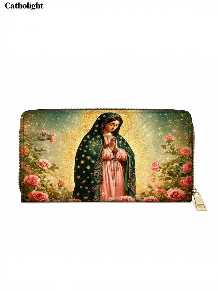 Catholight  Roses of Guadalupe Leather Wallet Purse