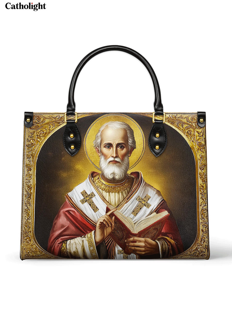 Catholight  Saint Nicholas The Patron of Generosity Leather Bag