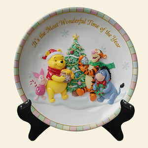 Wonderful Time Round Plate -  Personalized Christmas Gift For Family 03PGLU171025