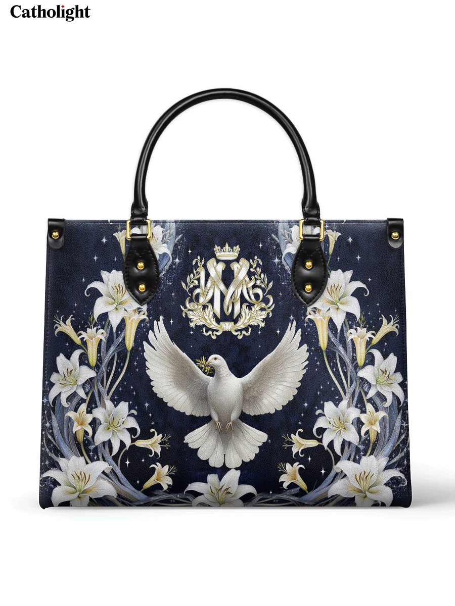 Catholight  The Holy Spirit and Lily Devotional Leather Bag