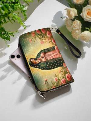 Catholight  Roses of Guadalupe Leather Wallet Purse