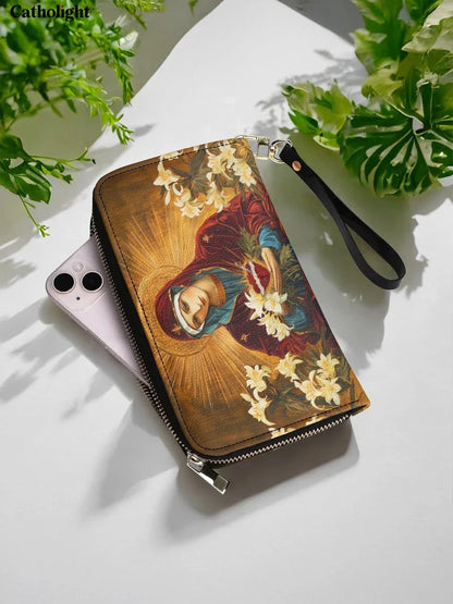 Catholight  The Lily Of Purity Leather Wallet Purse