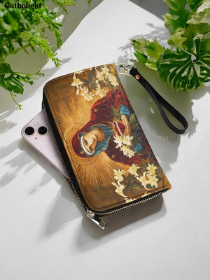 Catholight  The Lily Of Purity Leather Wallet Purse