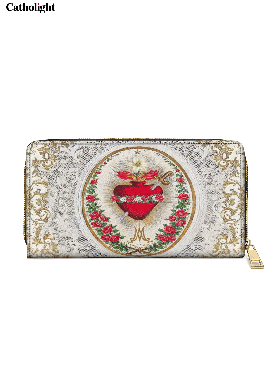 Catholight  Immaculate Heart of Mary Elegance - Leather Wallet Purse