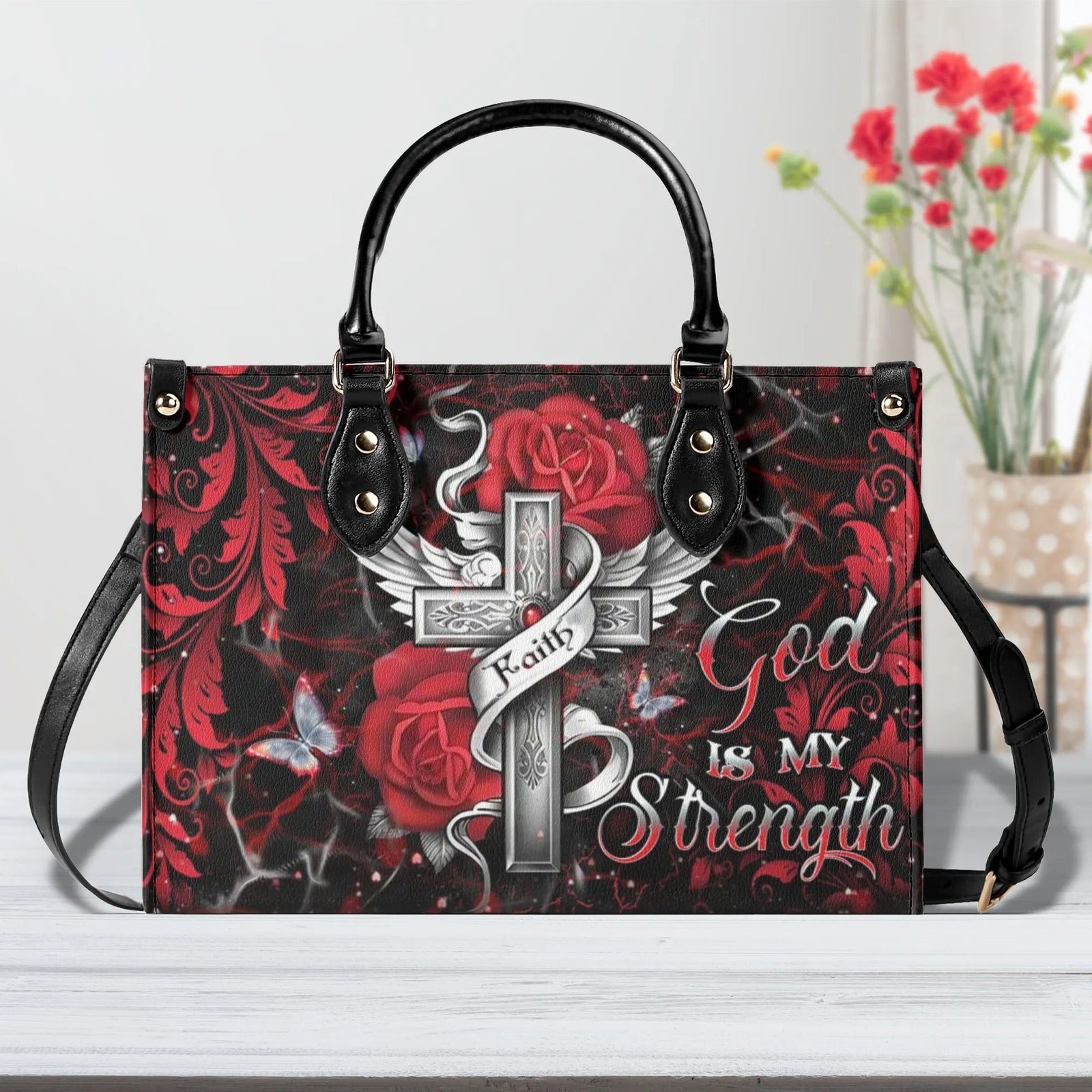 God Is My Strength Leather Bag - Gifts For Jesus Lovers 03acxn220425