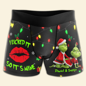 Playful Green Couple Christmas Boxers - Personalized Gifts For Him 02NALU160925