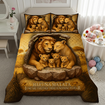 The Lion Family Quilt Bed Set - Personalized Gifts For Family 02XQLU110425