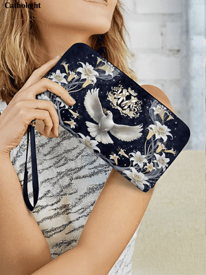 Catholight  The Holy Spirit and Lily Devotional - Leather Wallet Purse