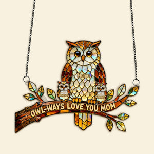 Owl Mom Suncatcher Ornament Personalized Mother's Day Gifts 02KIMG030326