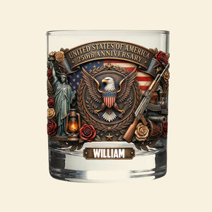 250th Anniversary USA 11oz Round Glass - Personalized Gifts For Patriots 03tymg200326