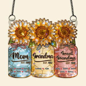 Sun Flowers Suncatcher Ornament - Personalized Gifts For Grandma and Mom 04kimg180326
