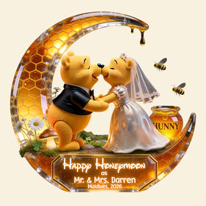 Cute Soft Honey Moon Couple Plaque, Personalized Gifts For Newlywed Couple 02qhta020726