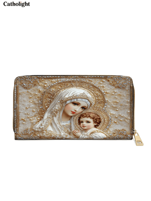 Catholight  Heavenly Grace in Radiant Splendor - Leather Wallet Purse