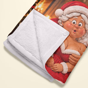 Santa Old Couple Touch Your Boobs Blanket - Personalized Gifts For Couple 01nata121026