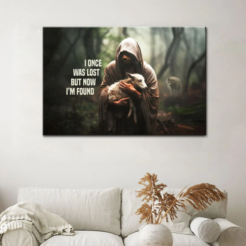 Jesus and Lost Sheep, Christian Wall Art Canvas Print 03acxd240425