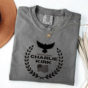 Charlie Kirk Memorial Washed T-Shirt, Patriotic Eagle Tribute 03acqn110925