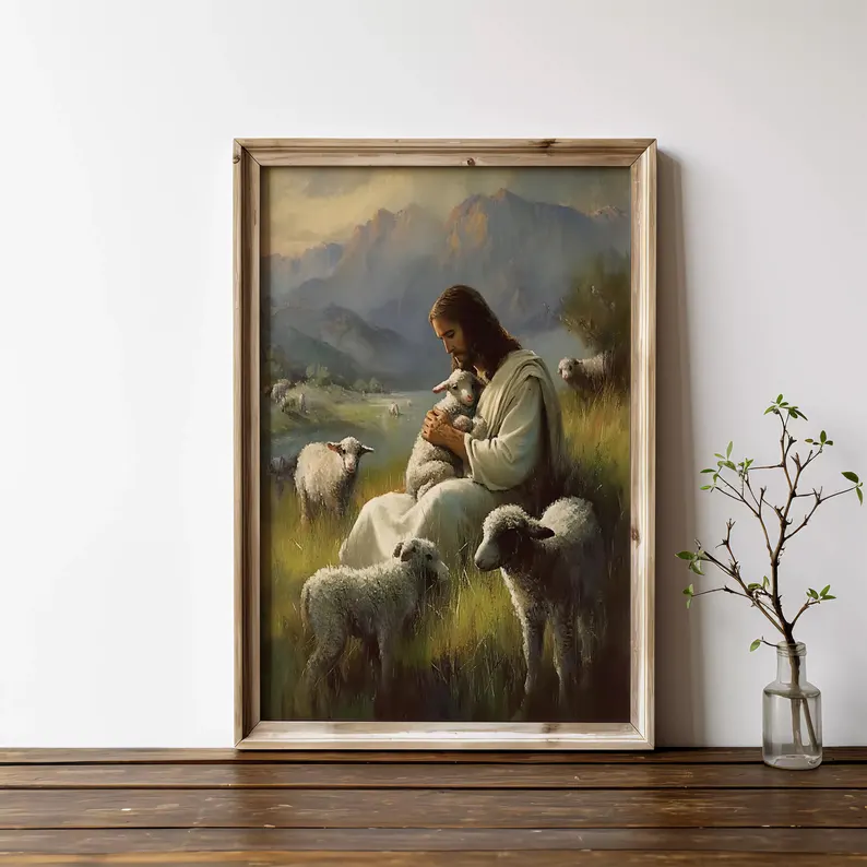 Jesus And Lamb Canvas Print- Personalized Gifts For Jesus Lovers 01acxd060525
