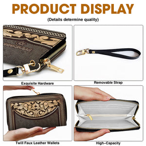(Printbelle) Personalized Twill Faux Leather Wallet - Leather Wallet - GoDuckee