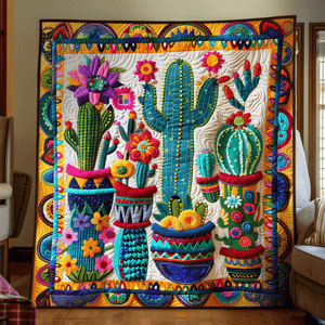 Saguaro Splendor Cactus Quilted Blanket NCU0PD161