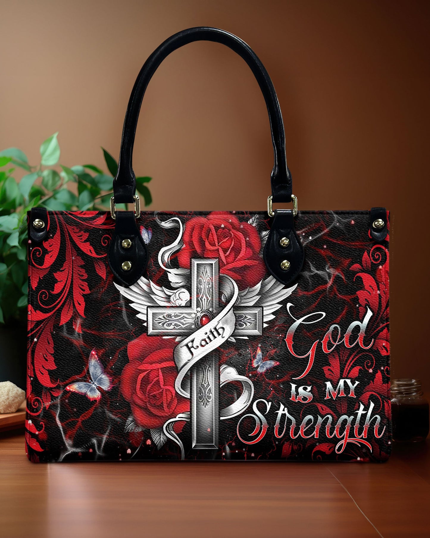 God Is My Strength Leather Bag - Gifts For Jesus Lovers 03acxn220425