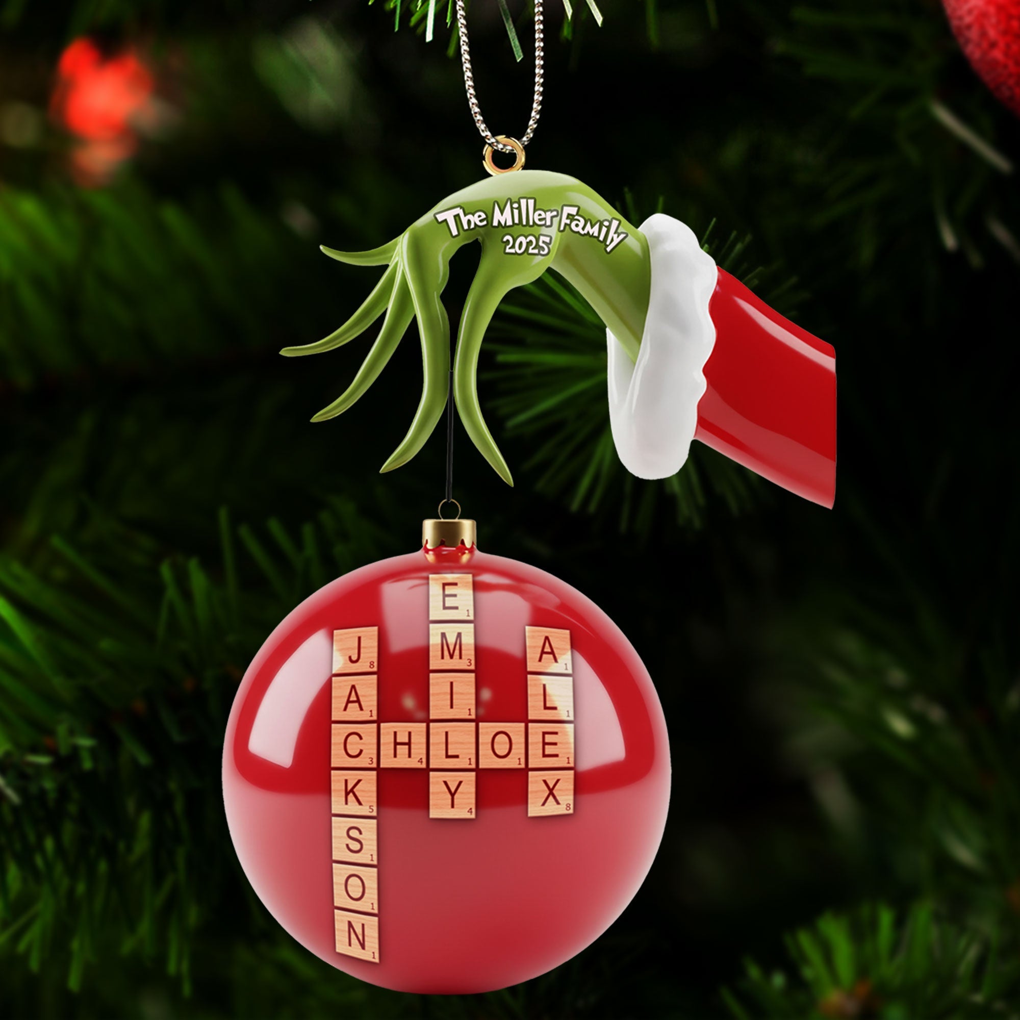 Crossword Family Name Ornament - Personalized Gift For Family Christmas Ornament 04NATI241025