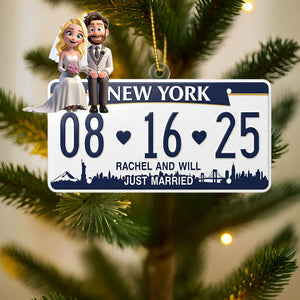 Married Couple License Plate Ornament - Personalized Gifts For Couple 03nati030925