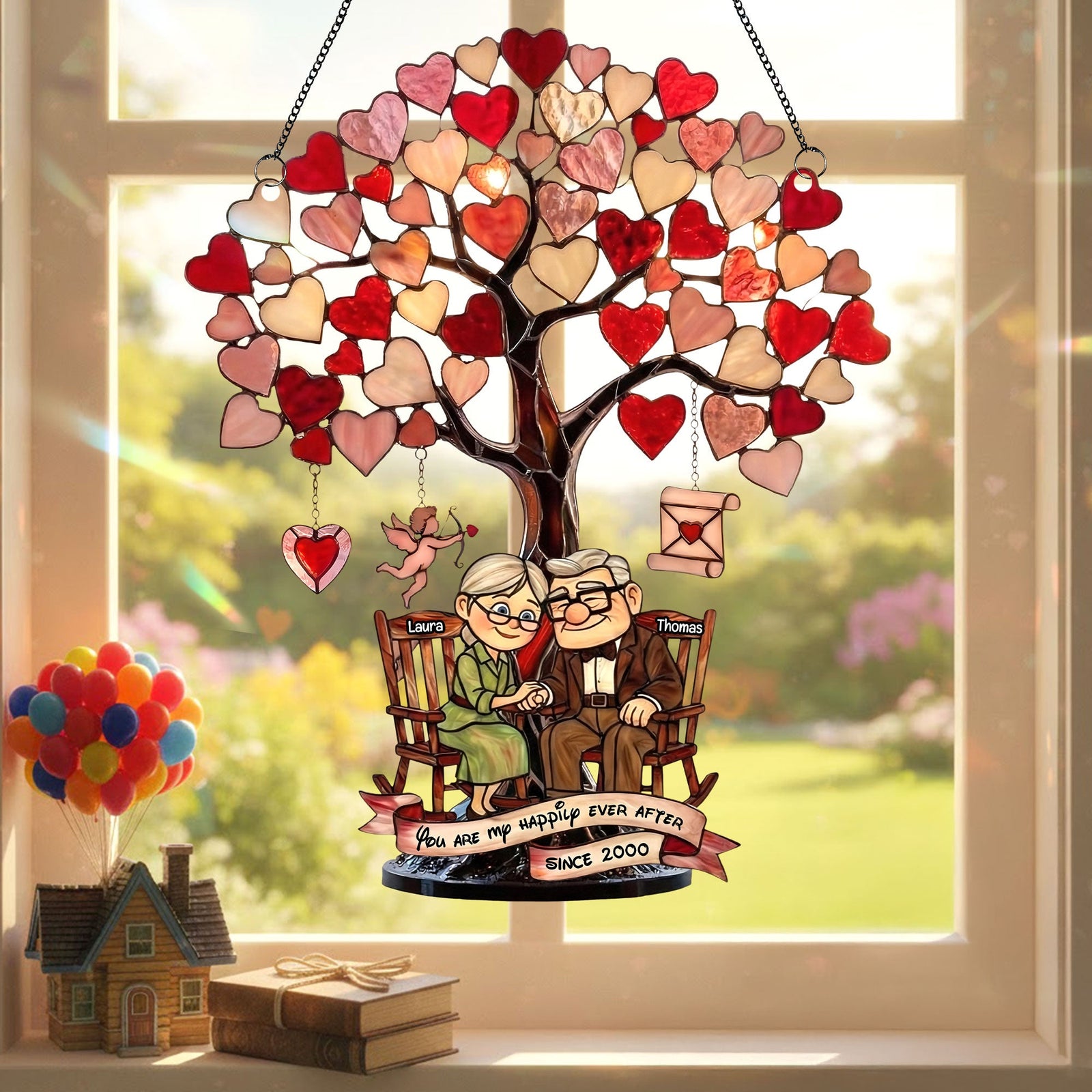 Grow Old Under The Love Tree Suncatcher, Personalized Gifts For Couple 02QHTI271125