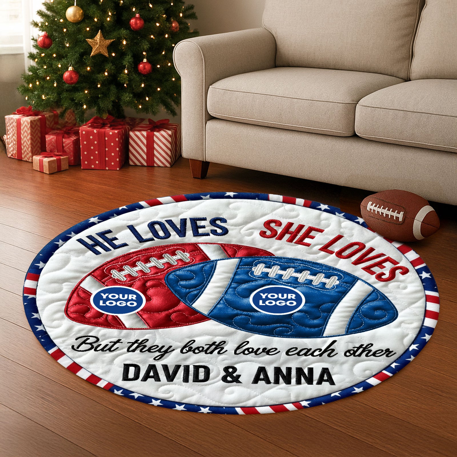 House Divided Quilted Round Mat - Personalized Gifts For Couple 02huti250925