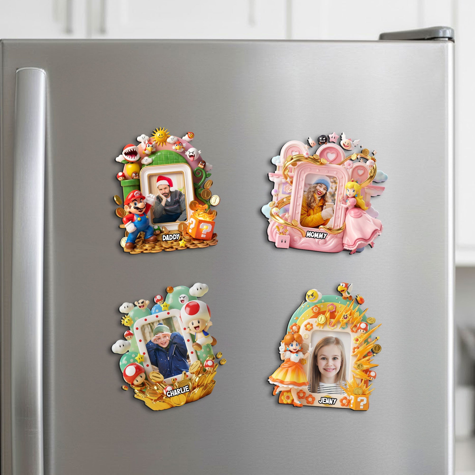 Photo Frame Fridge Magnet - Custom Photo Gifts For Family Custom Shape Acrylic Fridge Magnet 04PATI191125