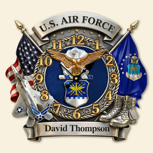 Military Air Service Clock - Personalized Gifts For Served Veteran 1 Layer Acrylic Hanging Wall Clock 03HUTI251225