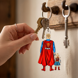 Power Dad And His Sidekicks - Personalized Gifts For Dad Keychain 071qhhu020525pa