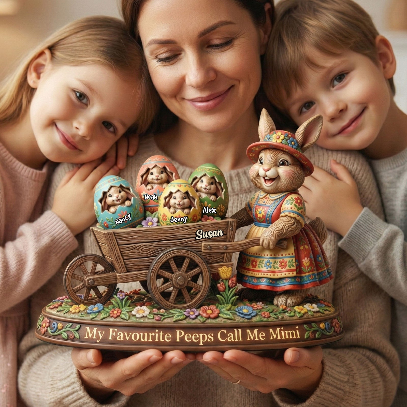 Easter Day Bunny Acrylic Plaque - Personalized Gifts For Grandma, Mommy Plaque 03PATI290126