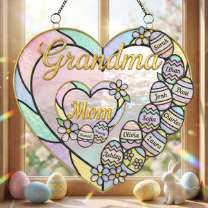 Mom & Grandma Heart Suncatcher Ornament - Personalized Easter Gifts 01HUTI120226