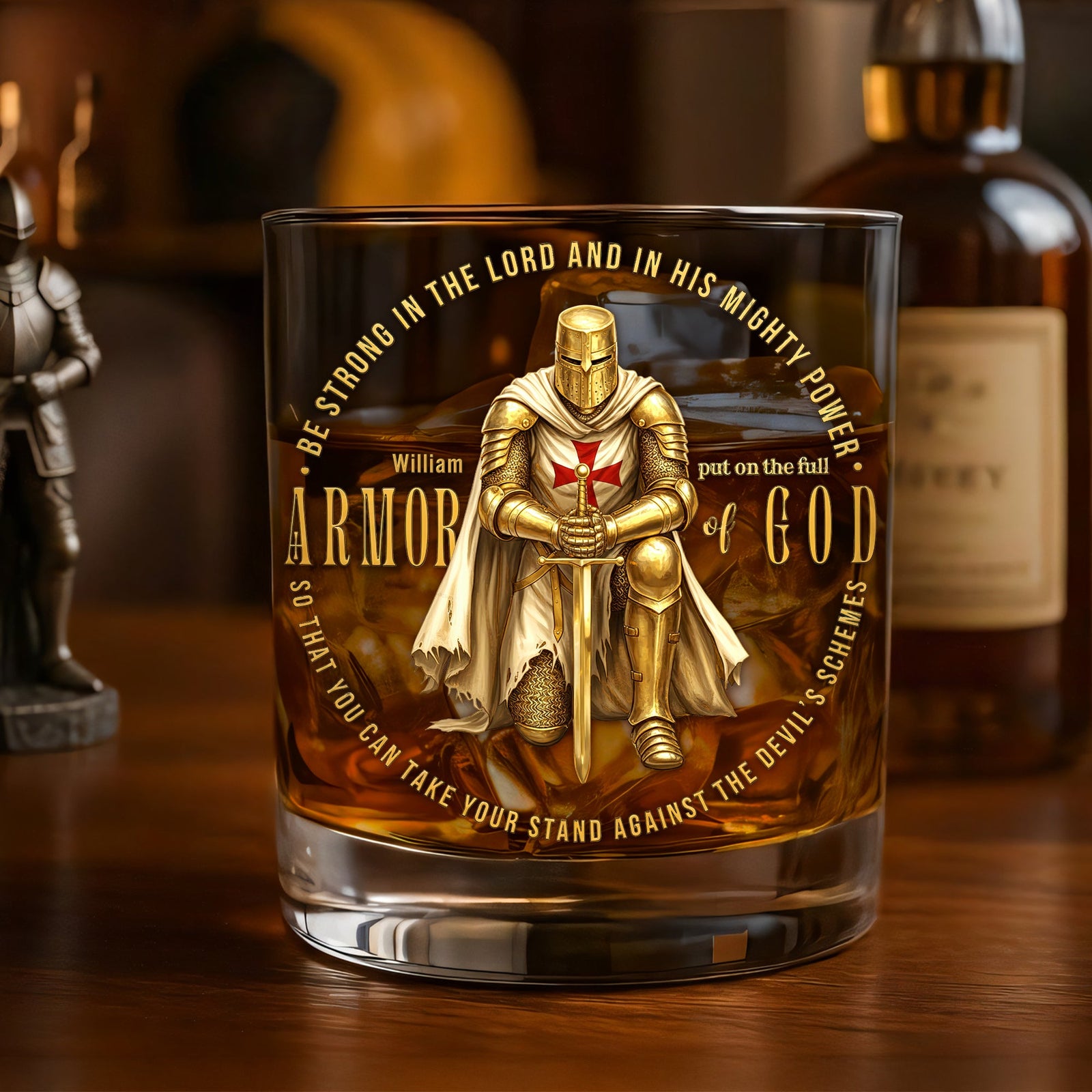 Kneeling Knight Armor Of God Round Glass - Personalized Gifts For Christians Glass 03HUTI041225-Homacus